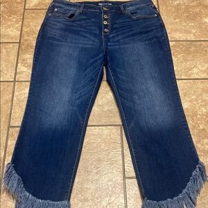 Inc Denim Straight Blue Jeans Size 18 with Frayed Hem